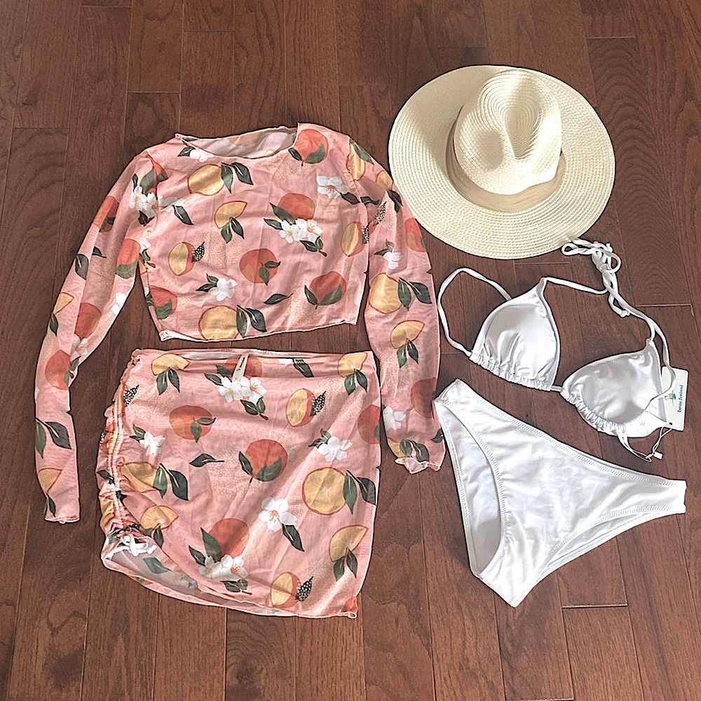 Adorable Five Pieces Fruit Print Mesh Bikini Set
NWT
